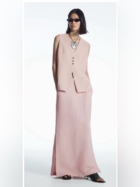 TAILORED LINEN-BLEND MAXI SKIRT